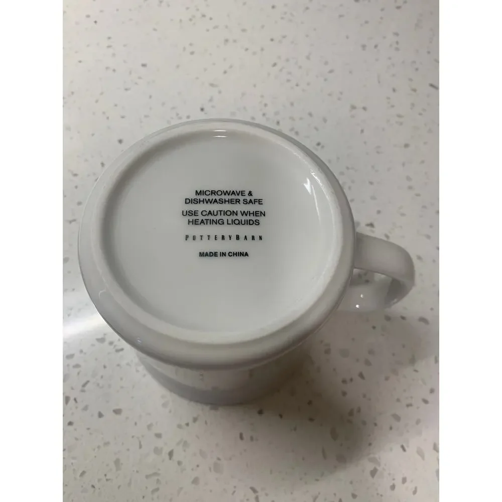Pottery Barn Initial Letter M Coffee Mug Cup Stoneware Monogram Black White